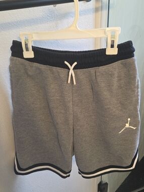 Jordan Grey Shorts with Black Waistband and White Drawstring